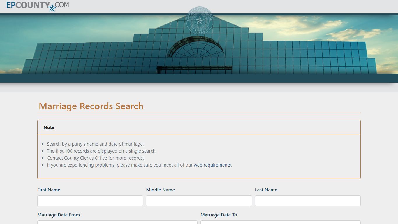 County of El Paso Texas - Marriages - El Paso County, Texas