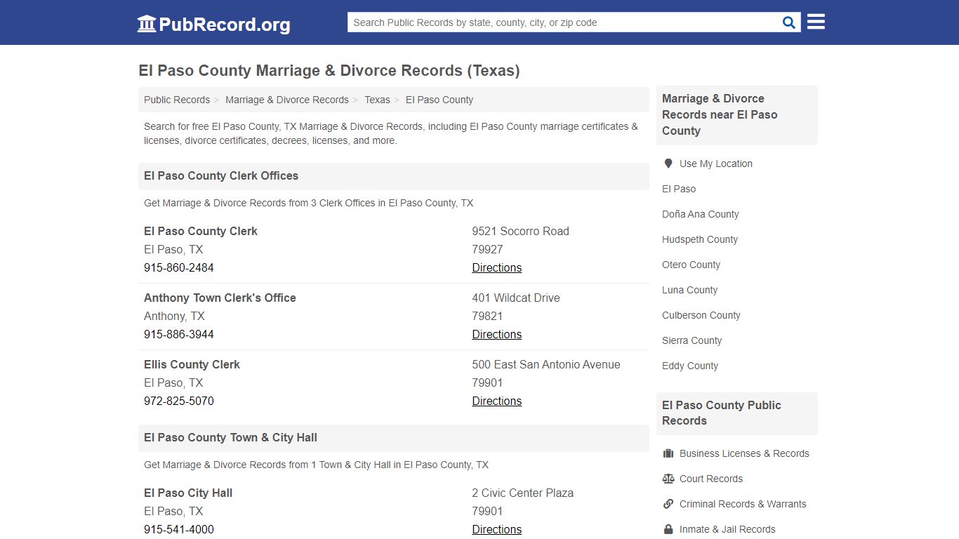 Free El Paso County Marriage & Divorce Records (Texas ...